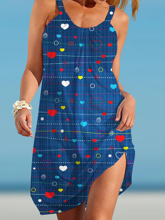 Valentine's Day Love Print Casual Beach Dress