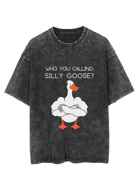 Muscle Goose Funny Word Unisex Short Sleeve Washed T-Shirt