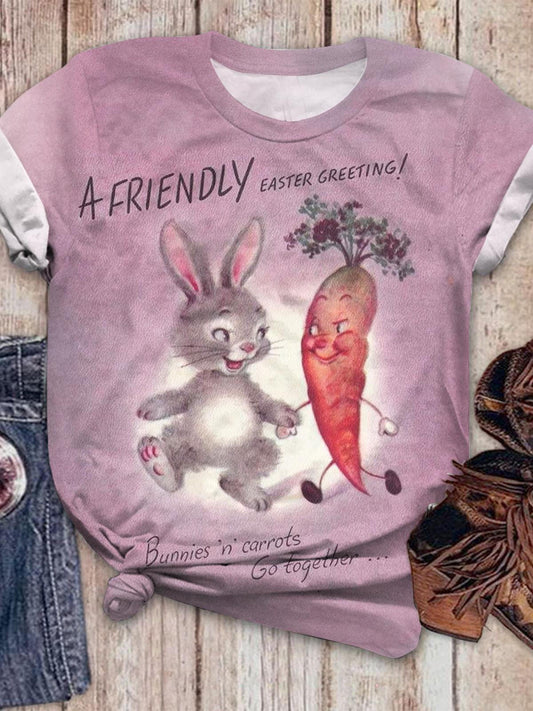 Vintage A Friendly Easter Greeting Crew Neck T-shirt