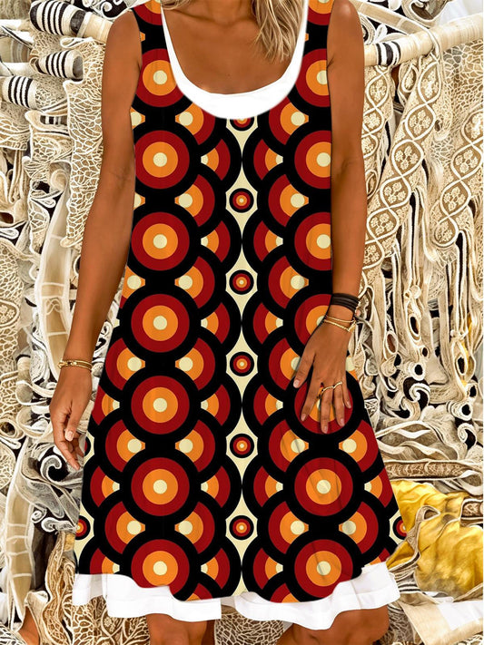 Abstract Art Ladies False Two Dress