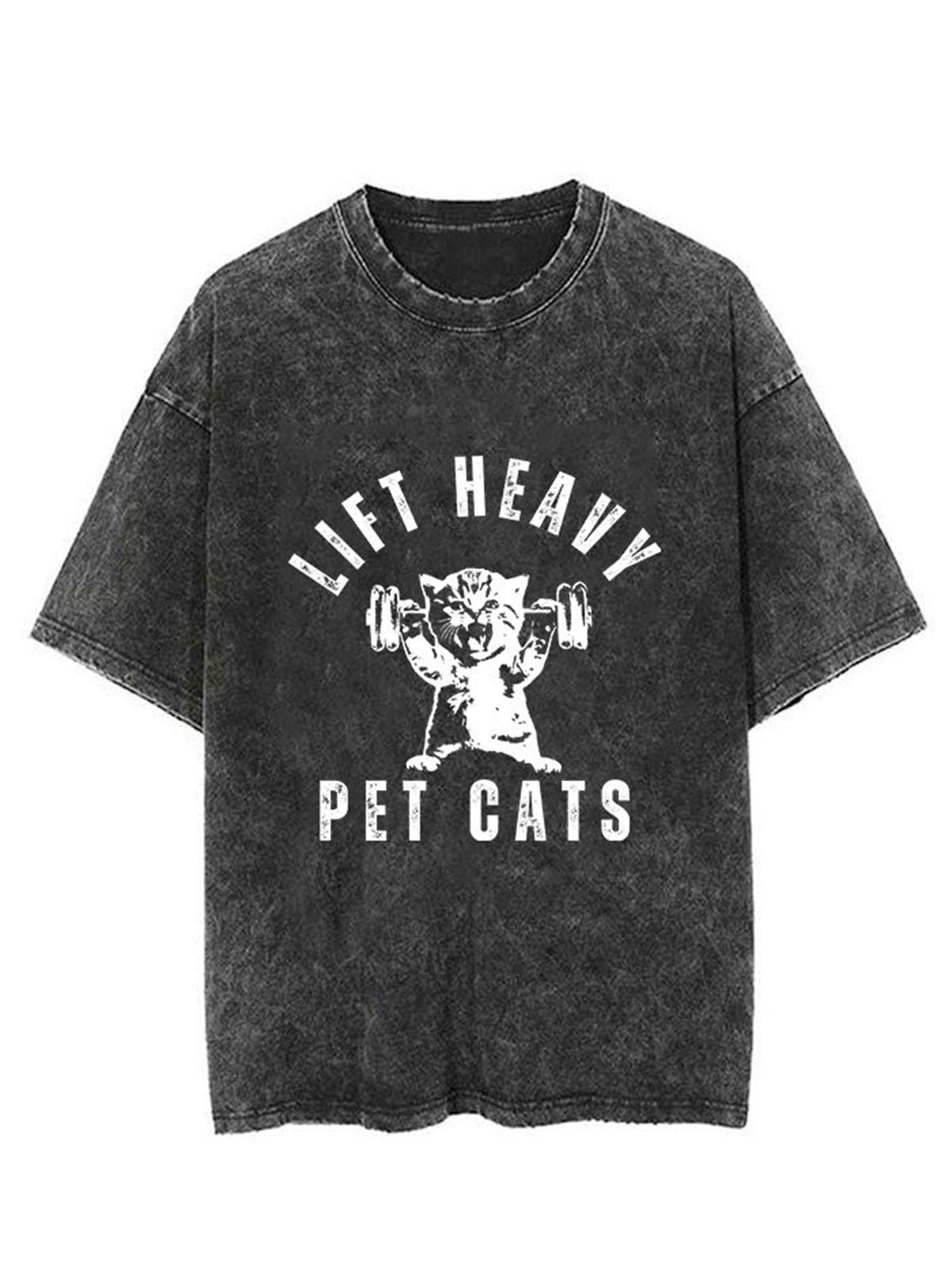 Weightlifting Cat Unisex Short Sleeve Washed T-Shirt