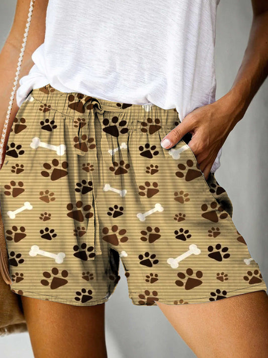 Dog Paw Print Casual Shorts