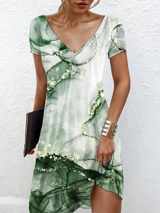 Women's Marble Print Casual Dress