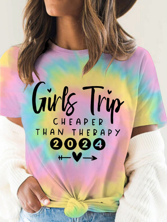 Girls Trip 2024 Rainbow Tie Dye T-shirt