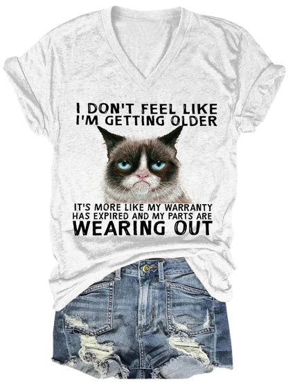 Funny Qoute Grumpy Cat V-Neck Short Sleeve T-Shirt