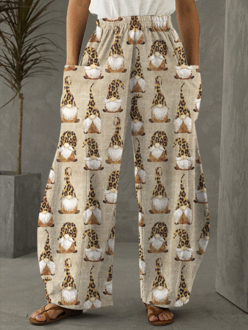 Women's Leopard Gnome Print Casual Pants