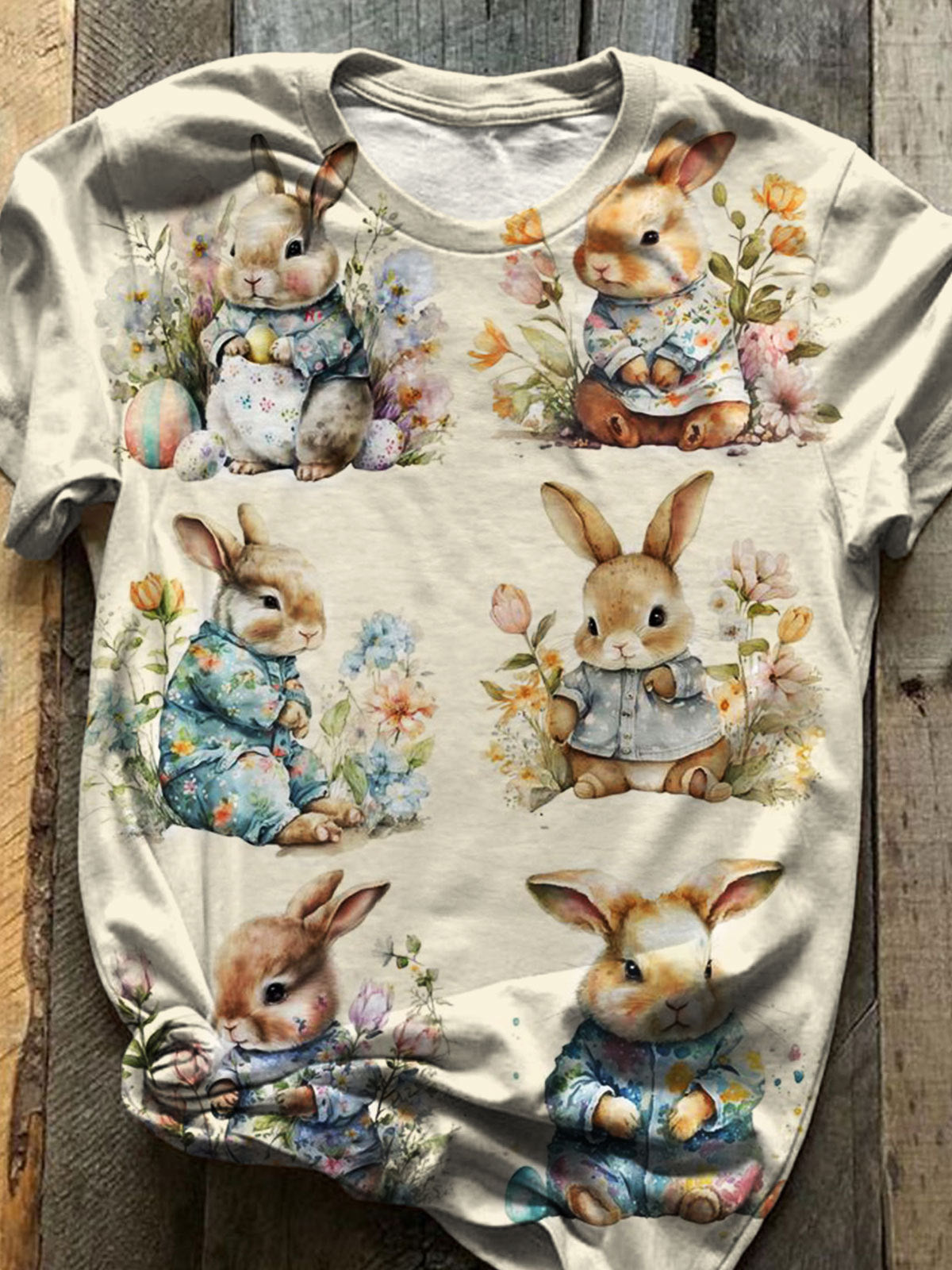 Floral Bunny Print Easter Top