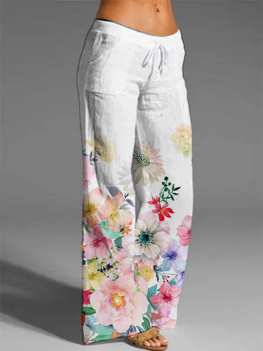 Women's Spring Floral Print Casual Pants