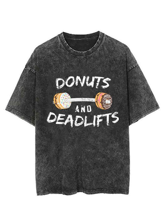 Weightlifting Donut Unisex Short Sleeve Washed T-Shirt