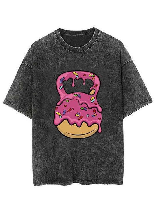 Kettlebell Donut Unisex Short Sleeve Washed T-Shirt