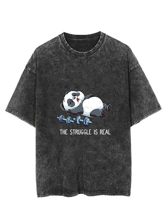 Weight Lifting Panda Unisex Short Sleeve Washed T-Shirt
