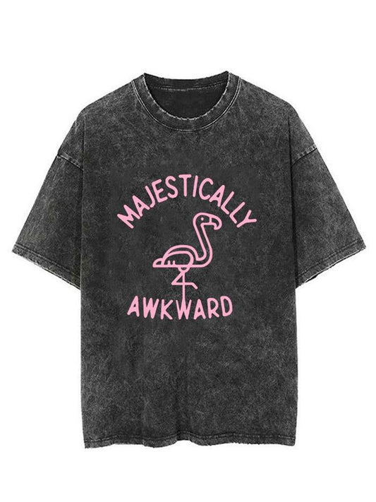 Funny Word Flamingo Unisex Short Sleeve Washed T-Shirt