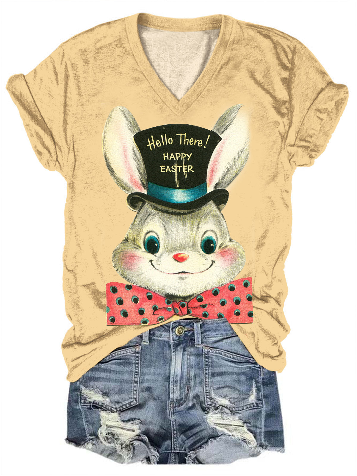 Easter Bunny Vintage Print Top