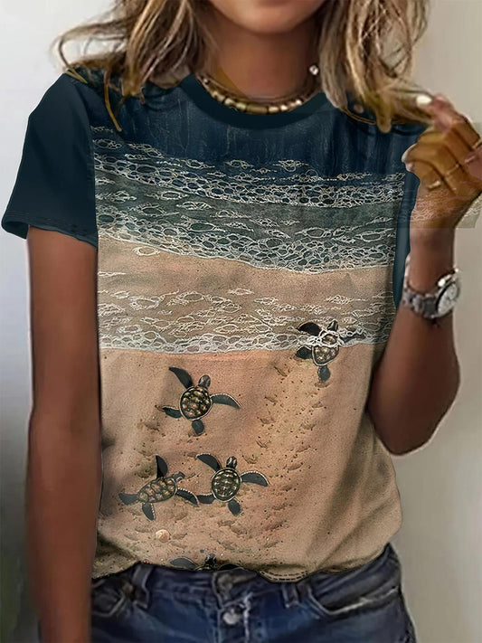 Beach Turtle Crew Neck T-shirt