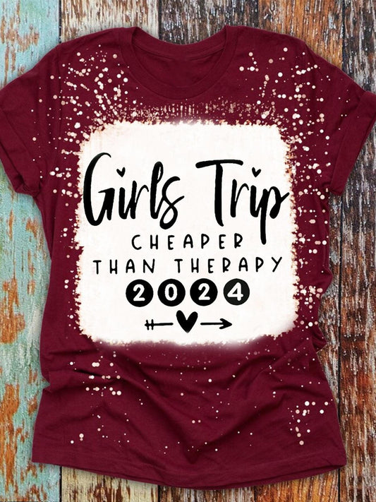 Girls Trip 2024 Tie Dye Print Crew Neck Top