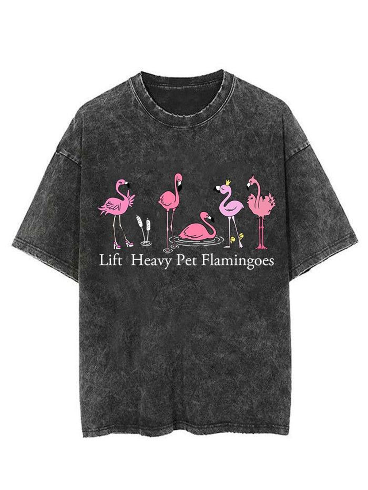 Flamingo Unisex Short Sleeve Washed T-Shirt