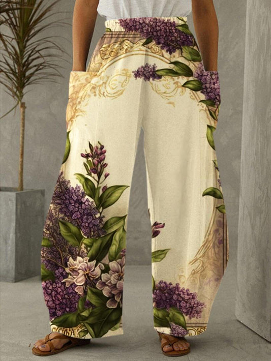 Women's Vintage Floral Print Casual Pants