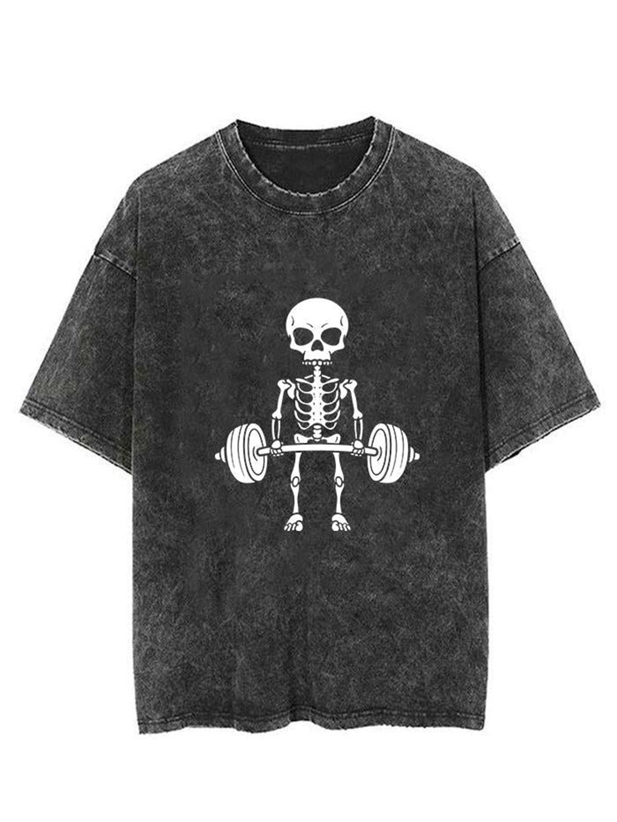 Fitness Skull Unisex Short Sleeve Washed T-Shirt