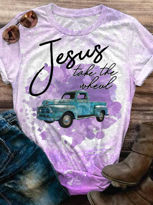 Jesus Take The Wheel Tie Dye Crew Neck T-shirt