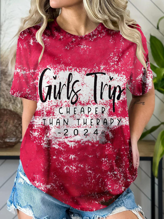 Girls Trip Cheaper Than Therapy 2024 Print Tie Dye Tee