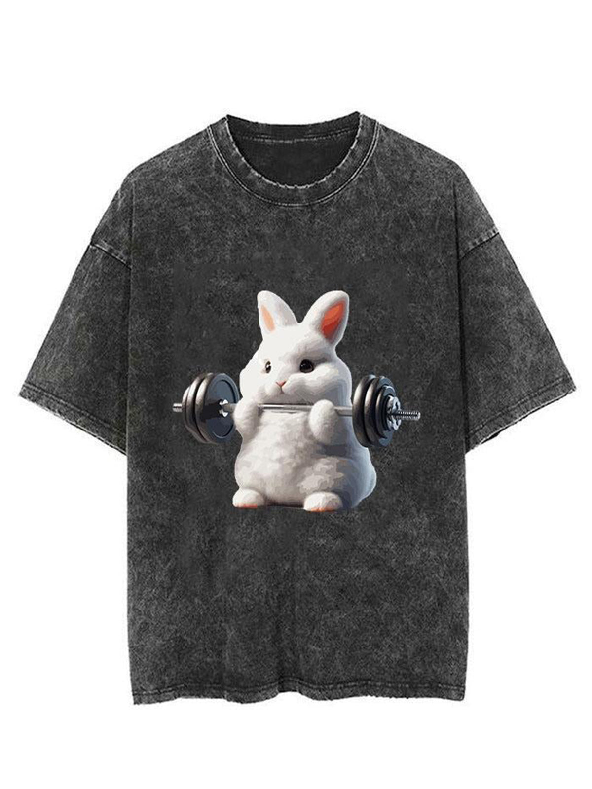 Boxing Rabbit Unisex Short Sleeve Washed T-Shirt