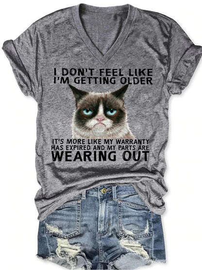 Funny Qoute Grumpy Cat V-Neck Short Sleeve T-Shirt