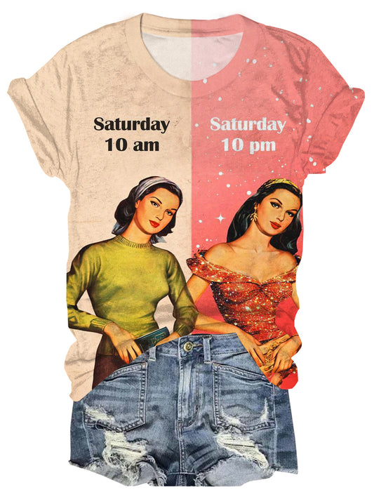 Saturday 10am & 10pm Vintage Crew Neck T-shirt
