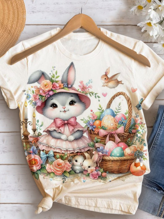 Cute Easter Bunny Crew Neck T-shirt