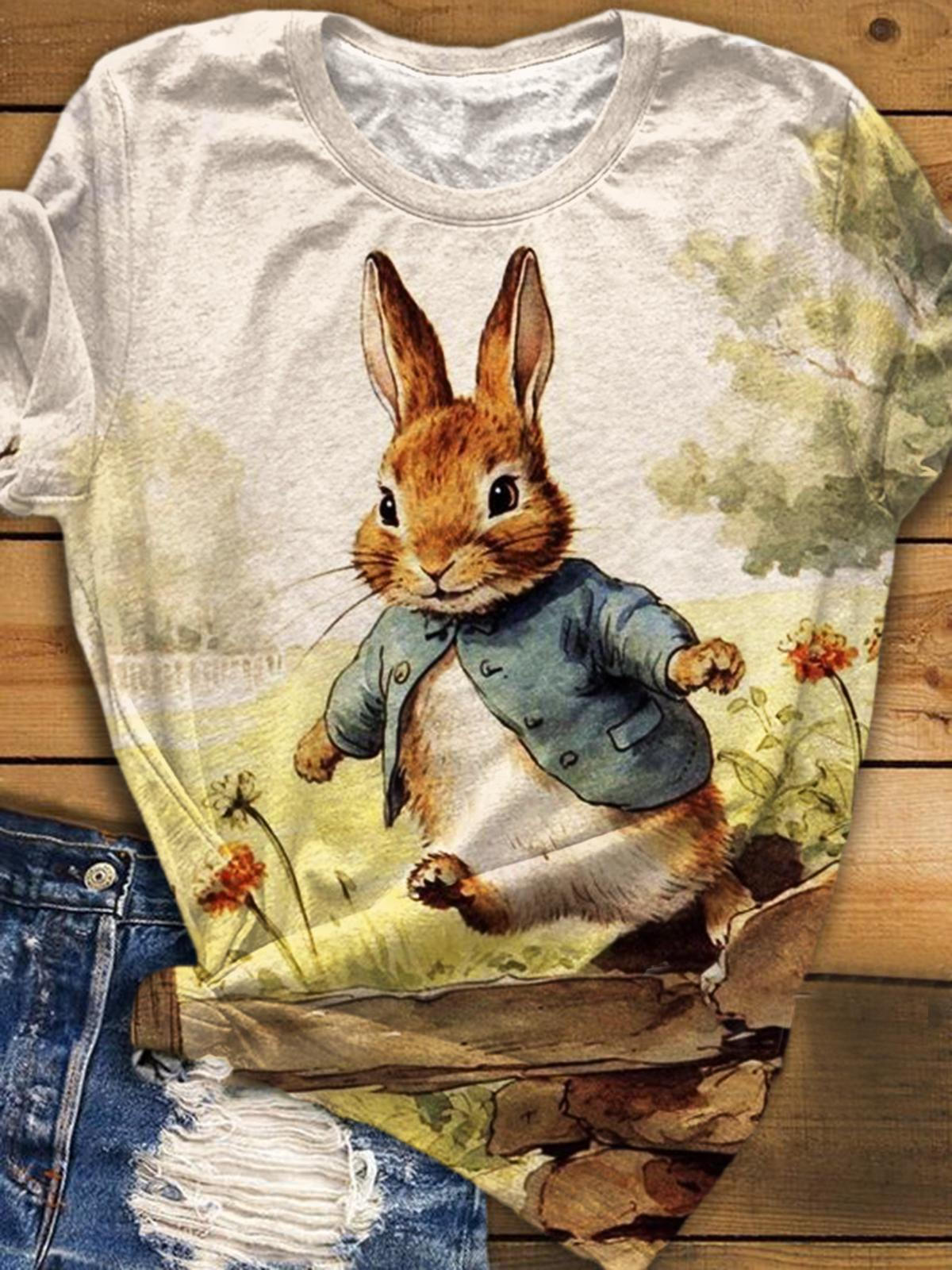 Easter Bunny Print Crew Neck Tee