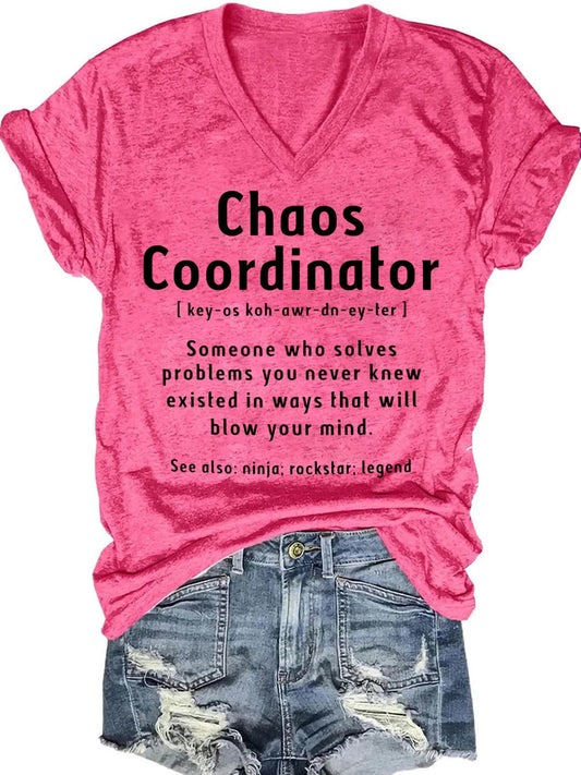 Funny Chaos Coordinator V-Neck Short Sleeve T-Shirt