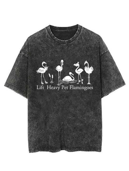 Flamingo Funny Word Unisex Short Sleeve Washed T-Shirt