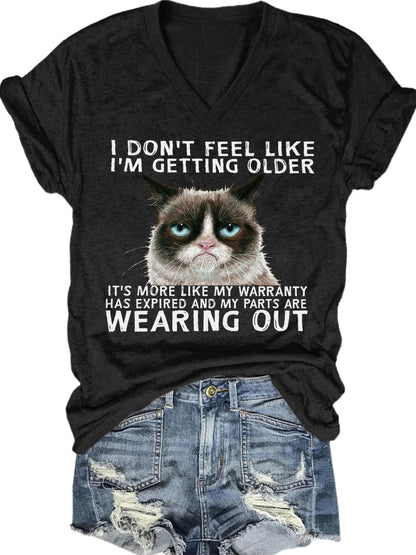 Funny Qoute Grumpy Cat V-Neck Short Sleeve T-Shirt