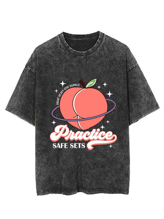 Peach Funny Word Unisex Short Sleeve Washed T-Shirt