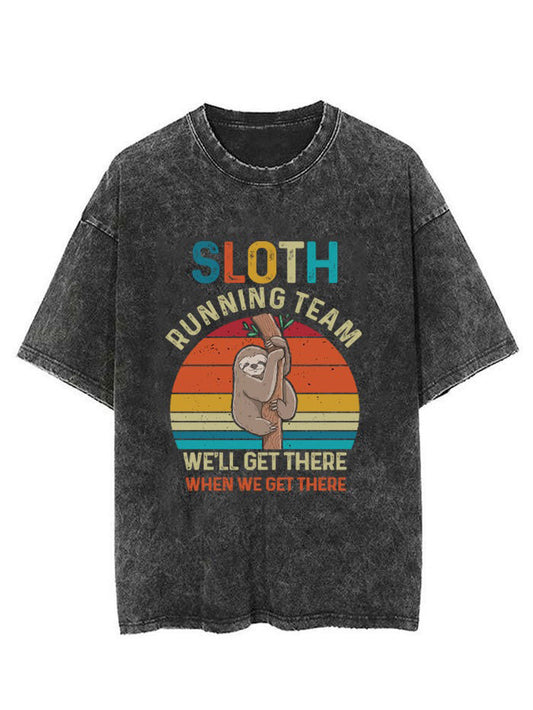 Sloth Funny Word Unisex Short Sleeve Washed T-Shirt