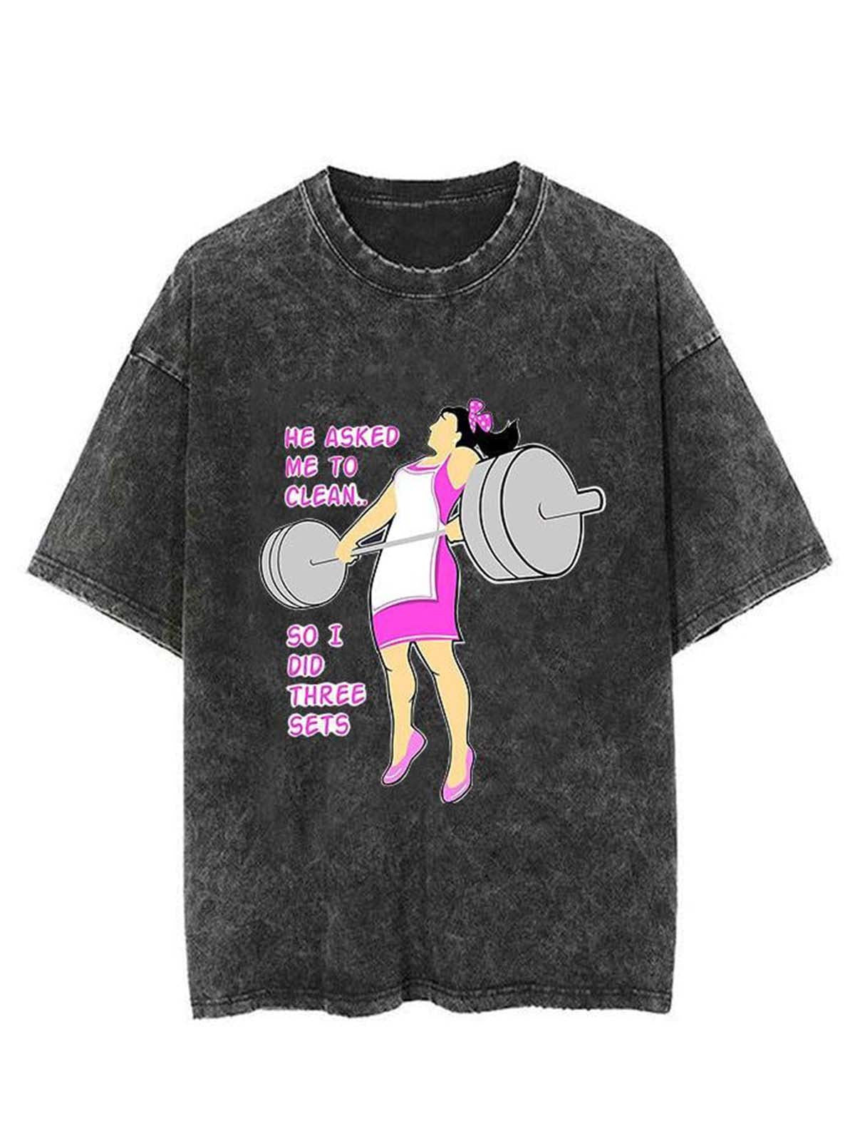 Fitness Girl Funny Word Unisex Short Sleeve Washed T-Shirt