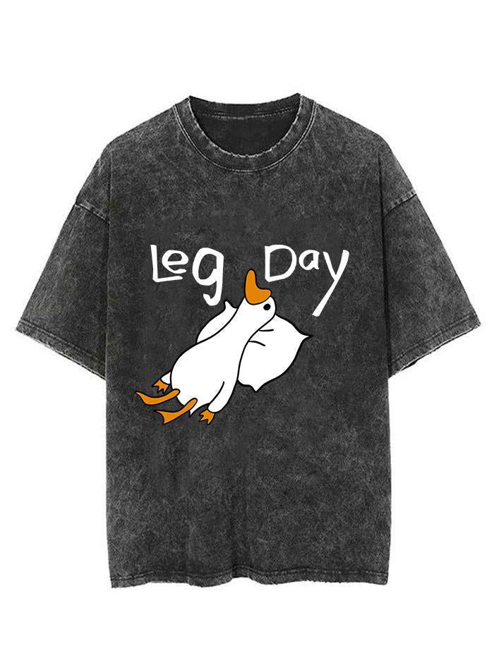 Lie Flat Goose Leg day Unisex Short Sleeve Washed T-Shirt