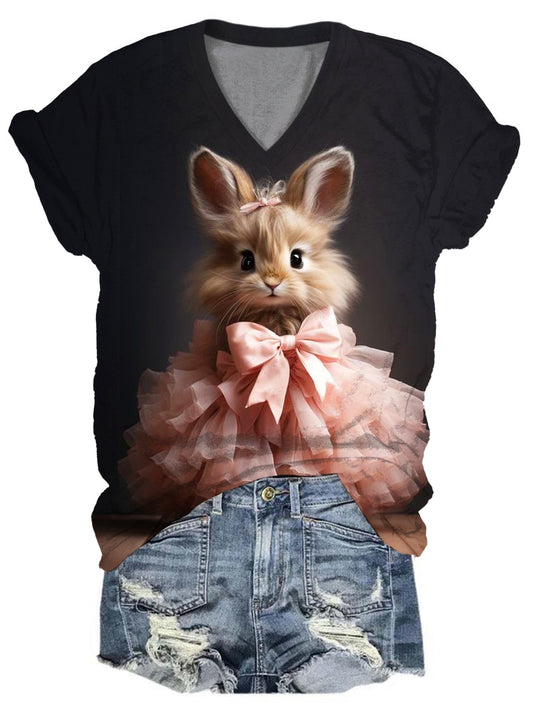 Cute Gown Mouse V-Neck T-Shirt